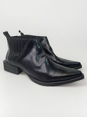 Jeffrey Campbell Western Pointy Toe Ankle Shoes Black Womens 8.5 Chelsea Rocker